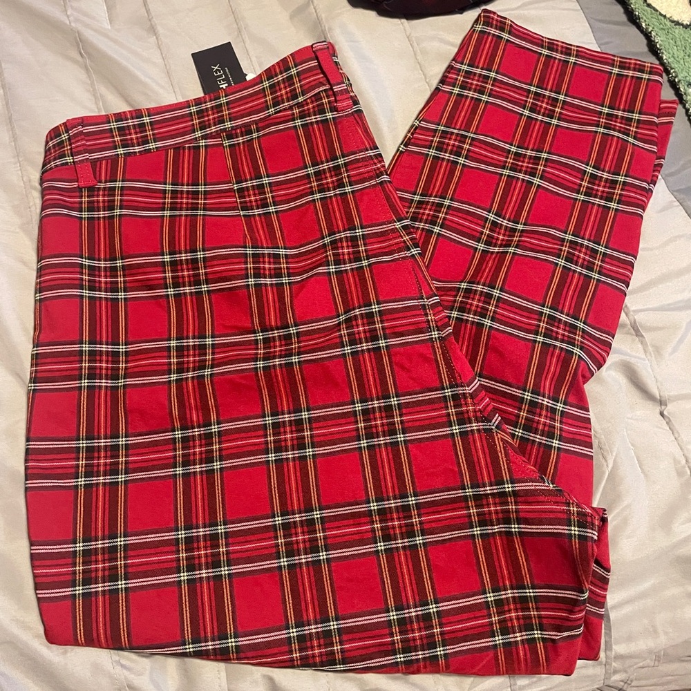 NWT Tommy Hilfiger The Flex Red Plaid Pants 24W‎ - Picture 4 of 9